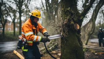 Feuerwehr Bochum sägt gefährliche Baumkrone bei Sturmeinsatz ab